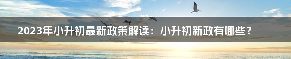 2023年小升初最新政策解读：小升初新政有哪些？