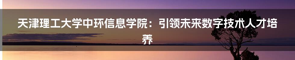 天津理工大学中环信息学院：引领未来数字技术人才培养