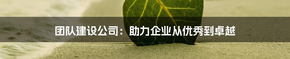 团队建设公司：助力企业从优秀到卓越