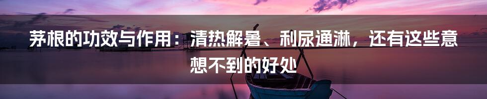 茅根的功效与作用：清热解暑、利尿通淋，还有这些意想不到的好处