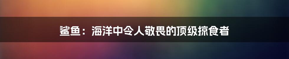 鲨鱼：海洋中令人敬畏的顶级掠食者