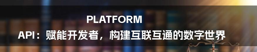 PLATFORM API：赋能开发者，构建互联互通的数字世界