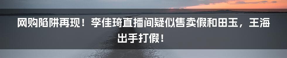 网购陷阱再现！李佳琦直播间疑似售卖假和田玉，王海出手打假！