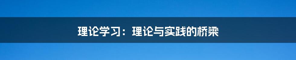 理论学习：理论与实践的桥梁