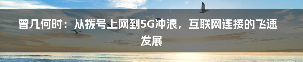 曾几何时：从拨号上网到5G冲浪，互联网连接的飞速发展