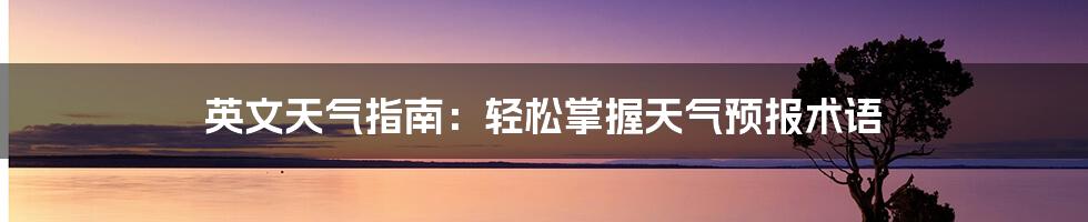 英文天气指南：轻松掌握天气预报术语