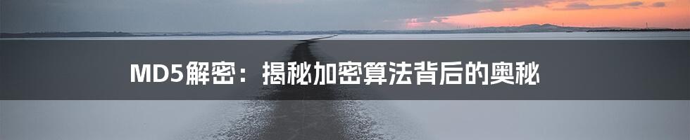 MD5解密：揭秘加密算法背后的奥秘