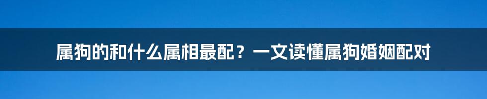 属狗的和什么属相最配？一文读懂属狗婚姻配对