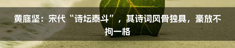 黄庭坚：宋代“诗坛泰斗”，其诗词风骨独具，豪放不拘一格