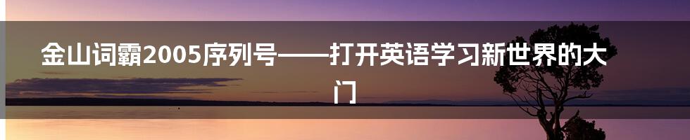 金山词霸2005序列号——打开英语学习新世界的大门