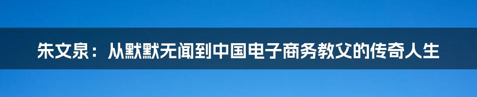 朱文泉：从默默无闻到中国电子商务教父的传奇人生