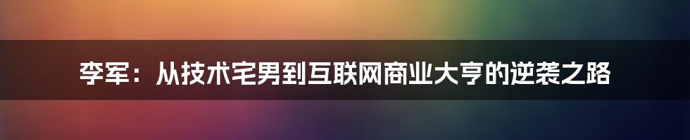 李军：从技术宅男到互联网商业大亨的逆袭之路