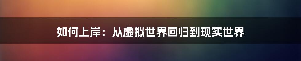 如何上岸：从虚拟世界回归到现实世界