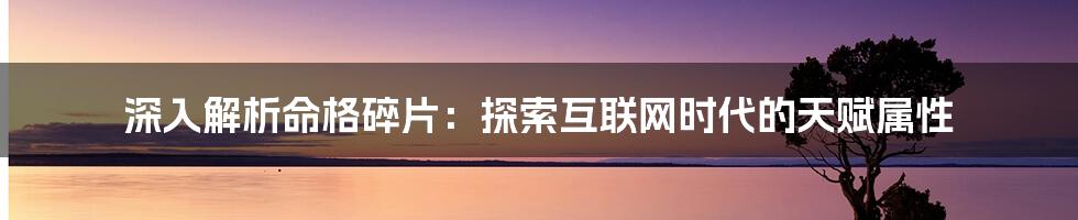 深入解析命格碎片：探索互联网时代的天赋属性