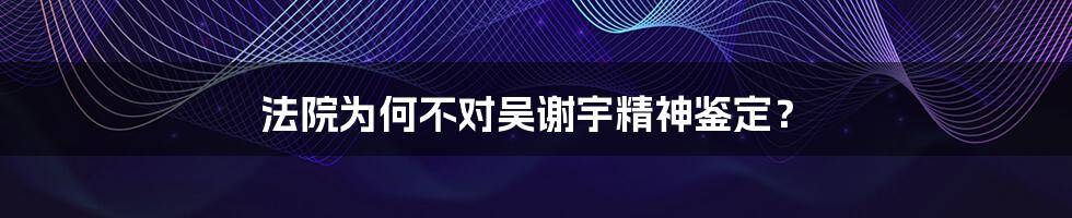 法院为何不对吴谢宇精神鉴定？