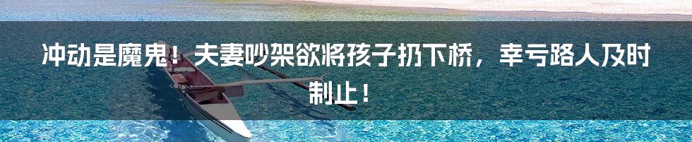 冲动是魔鬼！夫妻吵架欲将孩子扔下桥，幸亏路人及时制止！