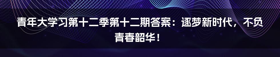 青年大学习第十二季第十二期答案：逐梦新时代，不负青春韶华！