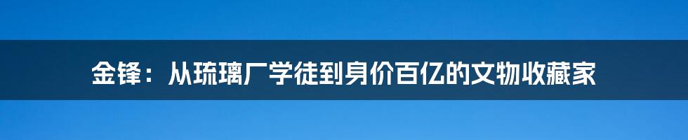 金锋：从琉璃厂学徒到身价百亿的文物收藏家