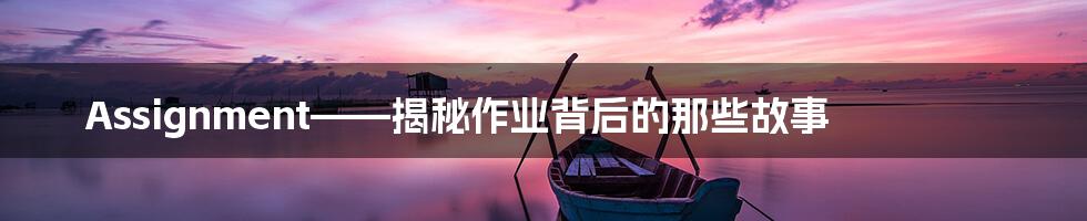 Assignment——揭秘作业背后的那些故事