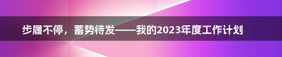 步履不停，蓄势待发——我的2023年度工作计划