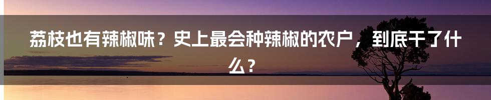 荔枝也有辣椒味？史上最会种辣椒的农户，到底干了什么？