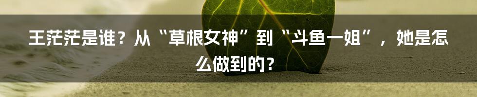 王茫茫是谁？从“草根女神”到“斗鱼一姐”，她是怎么做到的？