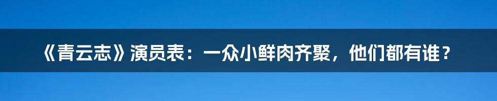 《青云志》演员表：一众小鲜肉齐聚，他们都有谁？