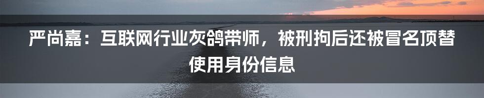 严尚嘉：互联网行业灰鸽带师，被刑拘后还被冒名顶替使用身份信息