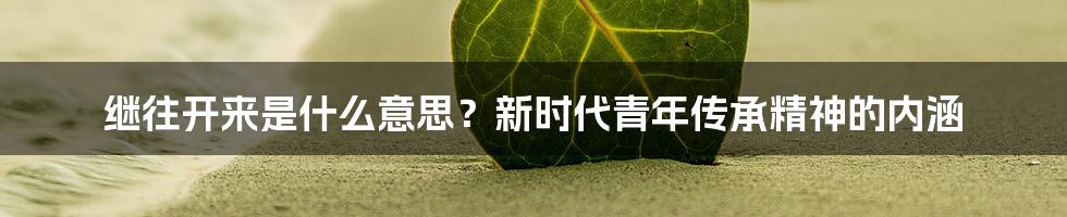 继往开来是什么意思？新时代青年传承精神的内涵