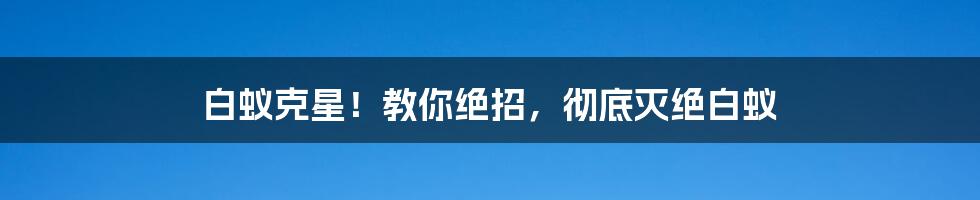 白蚁克星！教你绝招，彻底灭绝白蚁