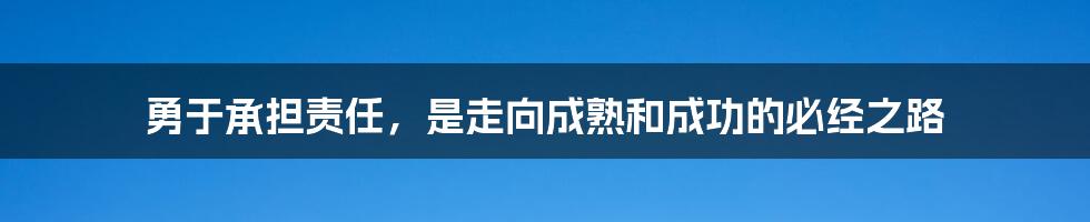 勇于承担责任，是走向成熟和成功的必经之路