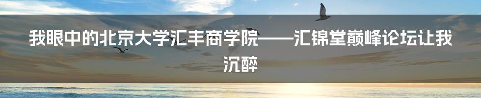 我眼中的北京大学汇丰商学院——汇锦堂巅峰论坛让我沉醉