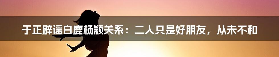 于正辟谣白鹿杨颖关系：二人只是好朋友，从未不和