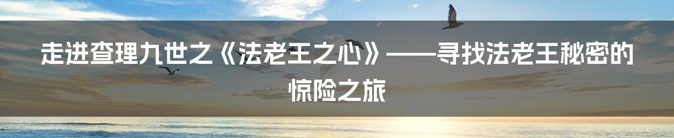 走进查理九世之《法老王之心》——寻找法老王秘密的惊险之旅