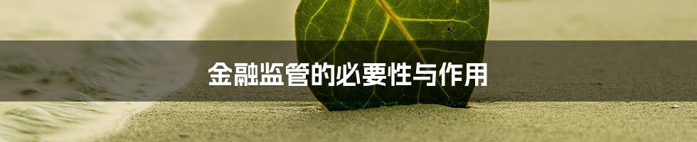 金融监管的必要性与作用