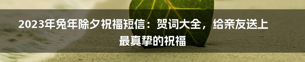 2023年兔年除夕祝福短信：贺词大全，给亲友送上最真挚的祝福