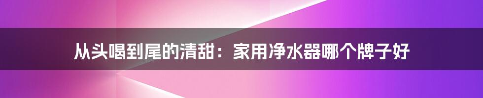 从头喝到尾的清甜：家用净水器哪个牌子好