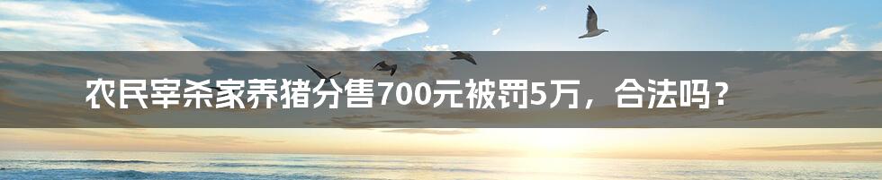 农民宰杀家养猪分售700元被罚5万，合法吗？