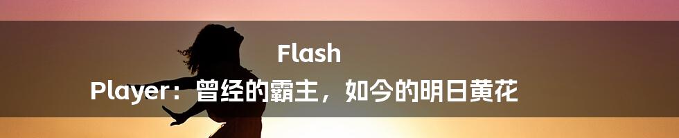 Flash Player：曾经的霸主，如今的明日黄花