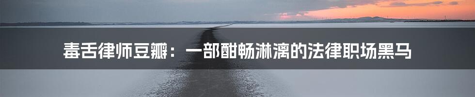 毒舌律师豆瓣：一部酣畅淋漓的法律职场黑马