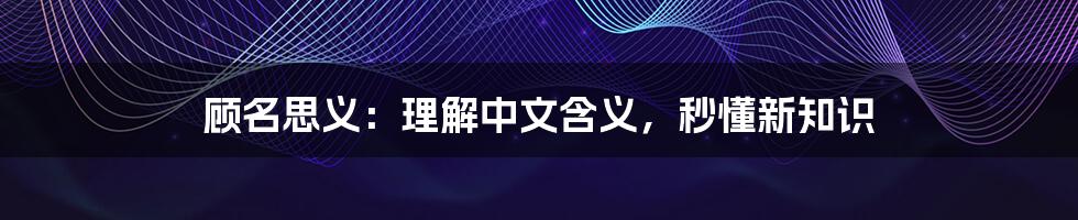 顾名思义：理解中文含义，秒懂新知识