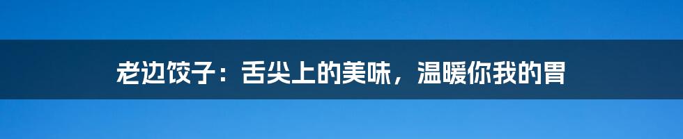 老边饺子：舌尖上的美味，温暖你我的胃