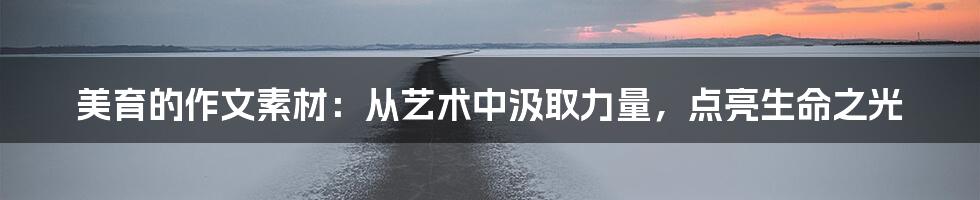 美育的作文素材：从艺术中汲取力量，点亮生命之光