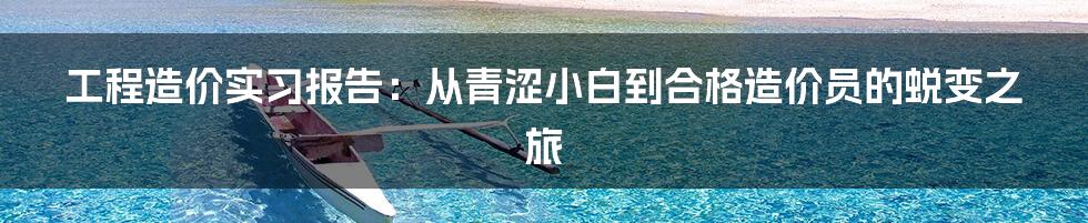 工程造价实习报告：从青涩小白到合格造价员的蜕变之旅