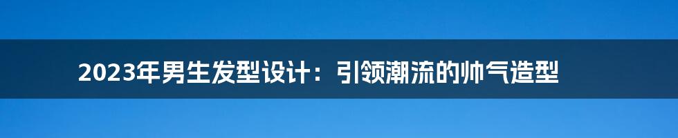 2023年男生发型设计：引领潮流的帅气造型