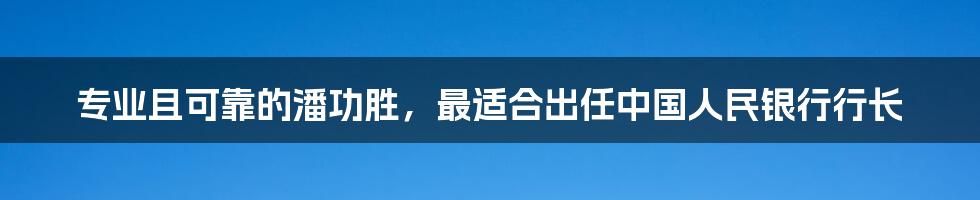 专业且可靠的潘功胜，最适合出任中国人民银行行长