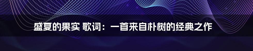 盛夏的果实 歌词：一首来自朴树的经典之作