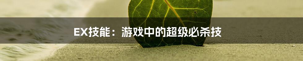 EX技能：游戏中的超级必杀技