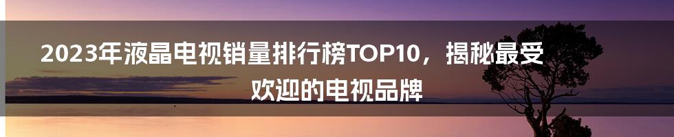 2023年液晶电视销量排行榜TOP10，揭秘最受欢迎的电视品牌