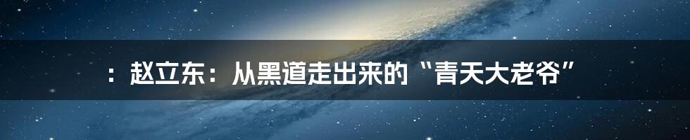 ：赵立东：从黑道走出来的“青天大老爷”